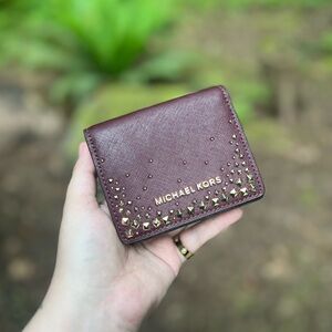 Michael Kors Plum Wallet with Gold Accents